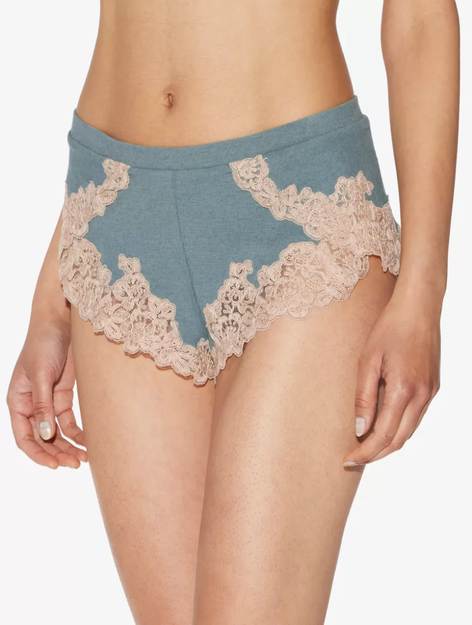 Pajamas | Loungewear-La Perla Cashmere Blend Ribbed Sleep Shorts In Sleepy Dream With Frastaglio Blue