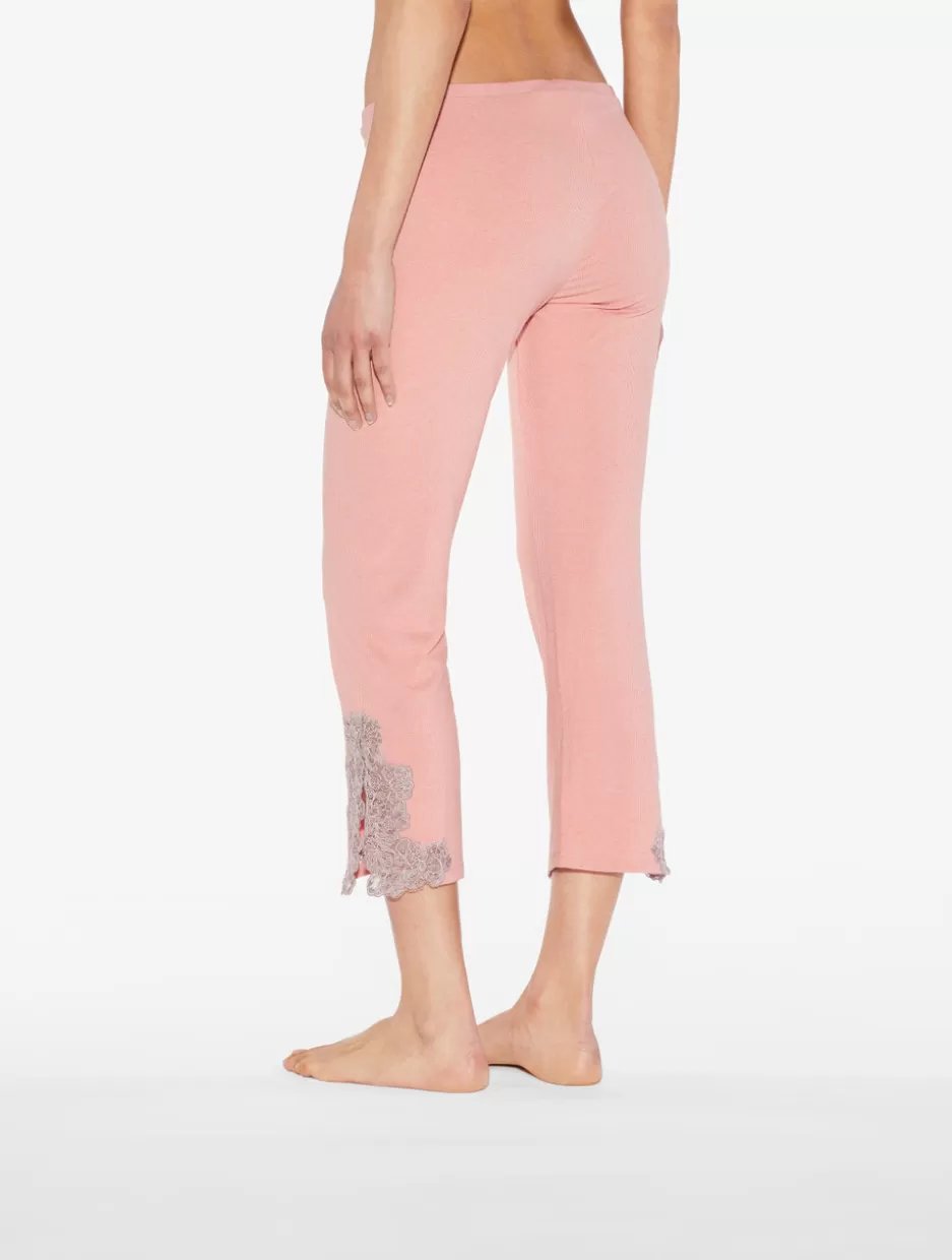 Pajamas | Loungewear-La Perla Cashmere Blend Ribbed Trousers In Blush Clay With Frastaglio Pink
