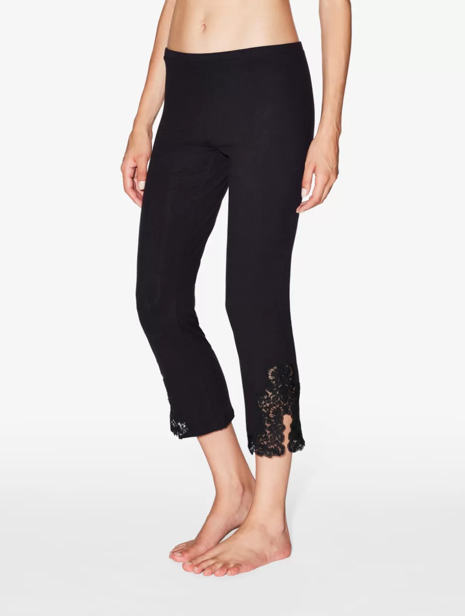 cashmere_blend_ribbed_trousers_in_onyx_with_frastaglio_11181.webp Pajamas | Loungewear-La Perla Cashmere Blend Ribbed Trousers In Onyx With Frastaglio Black