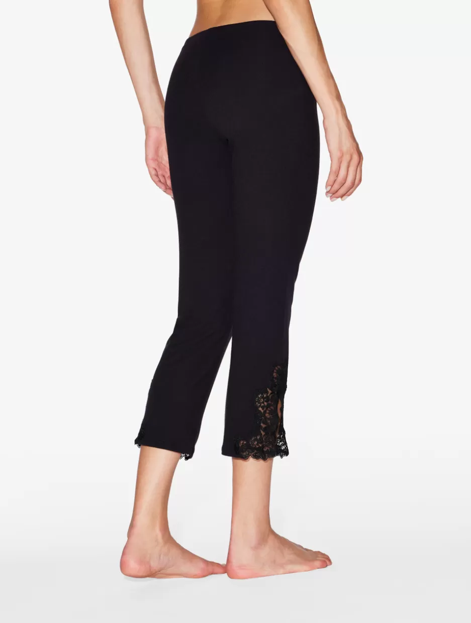 cashmere_blend_ribbed_trousers_in_onyx_with_frastaglio_11182.webp Pajamas | Loungewear-La Perla Cashmere Blend Ribbed Trousers In Onyx With Frastaglio Black