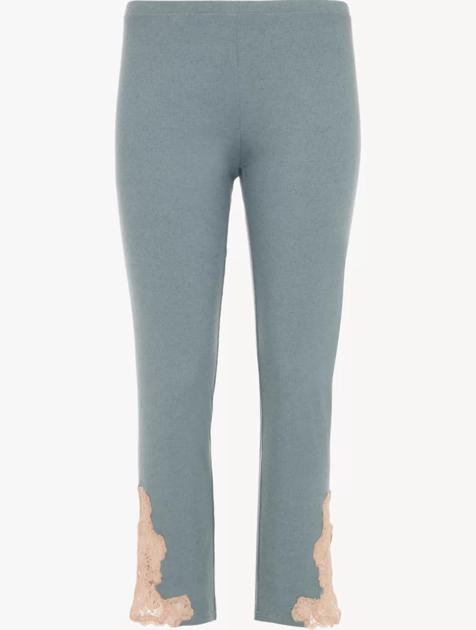 Pajamas | Loungewear-La Perla Cashmere Blend Ribbed Trousers In Sleepy Dream With Frastaglio Blue