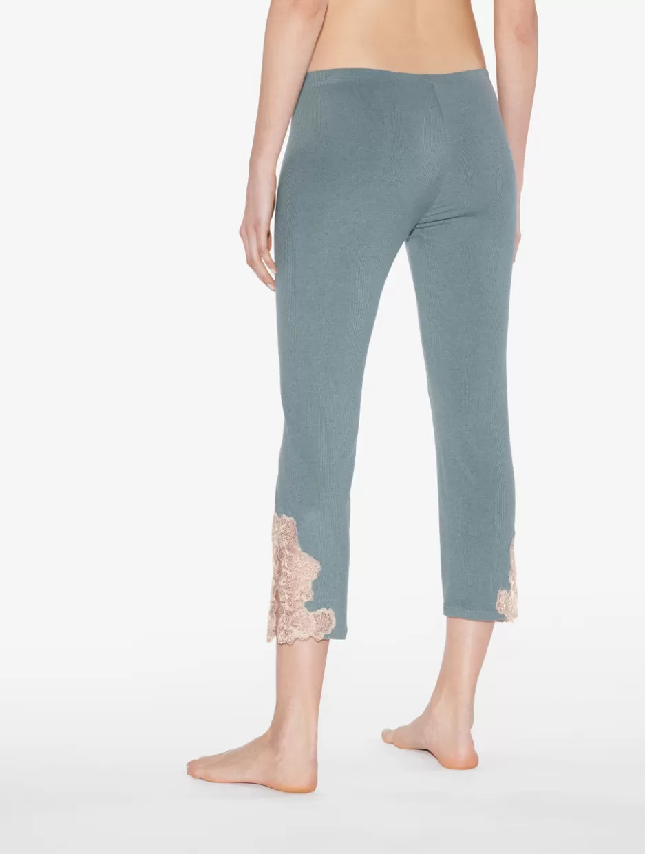 Pajamas | Loungewear-La Perla Cashmere Blend Ribbed Trousers In Sleepy Dream With Frastaglio Blue