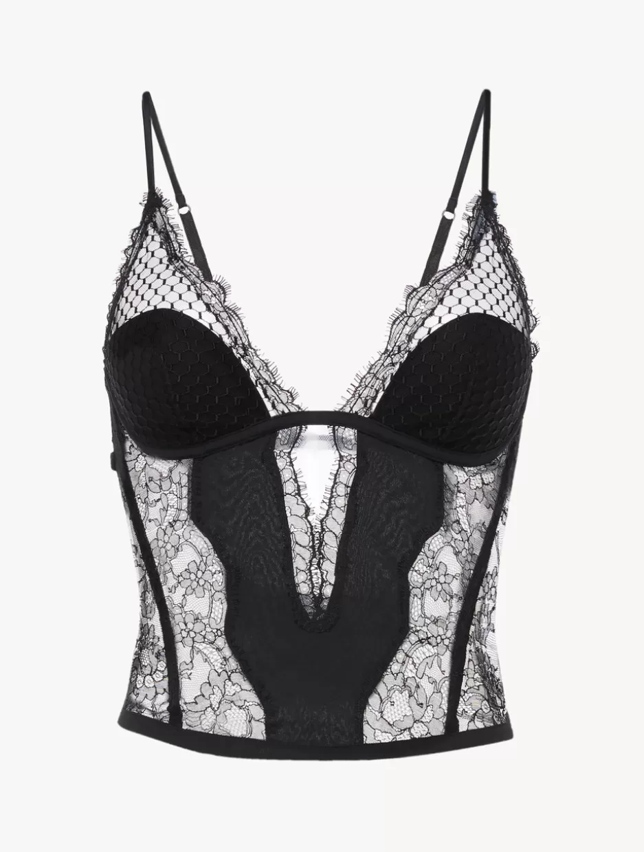 Bodysuits & Bustiers-La Perla Corset With Leavers Lace Black