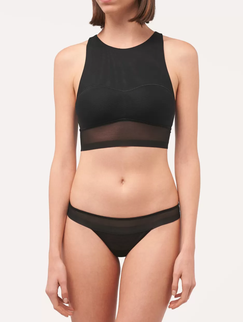 Bralette | Padded-La Perla Crop Top In Stretch Tulle Black