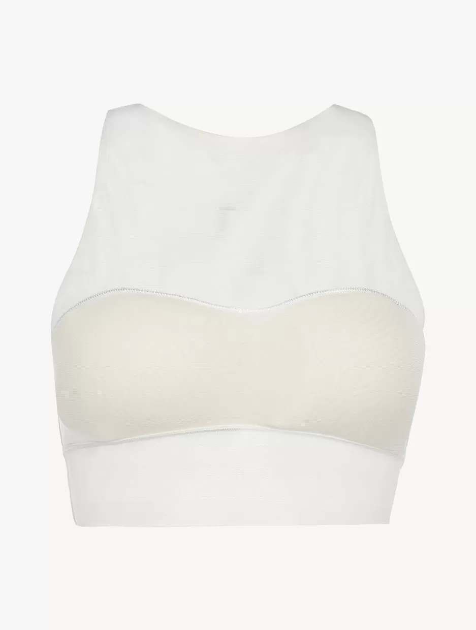 Bralette | Padded-La Perla Crop Top In Stretch Tulle Off-White