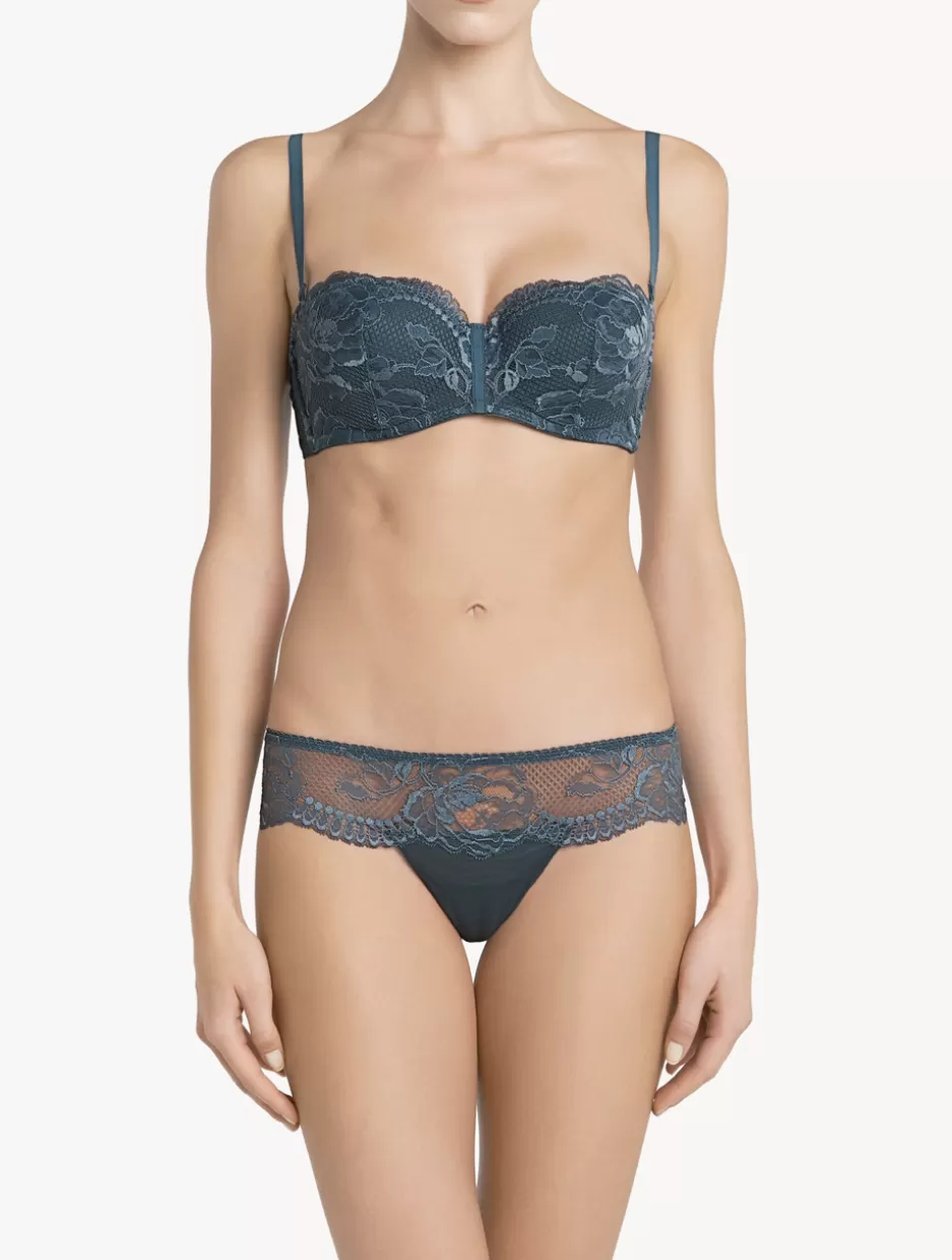 Bandeau | Padded-La Perla Dark Lace Bandeau Bra Blue