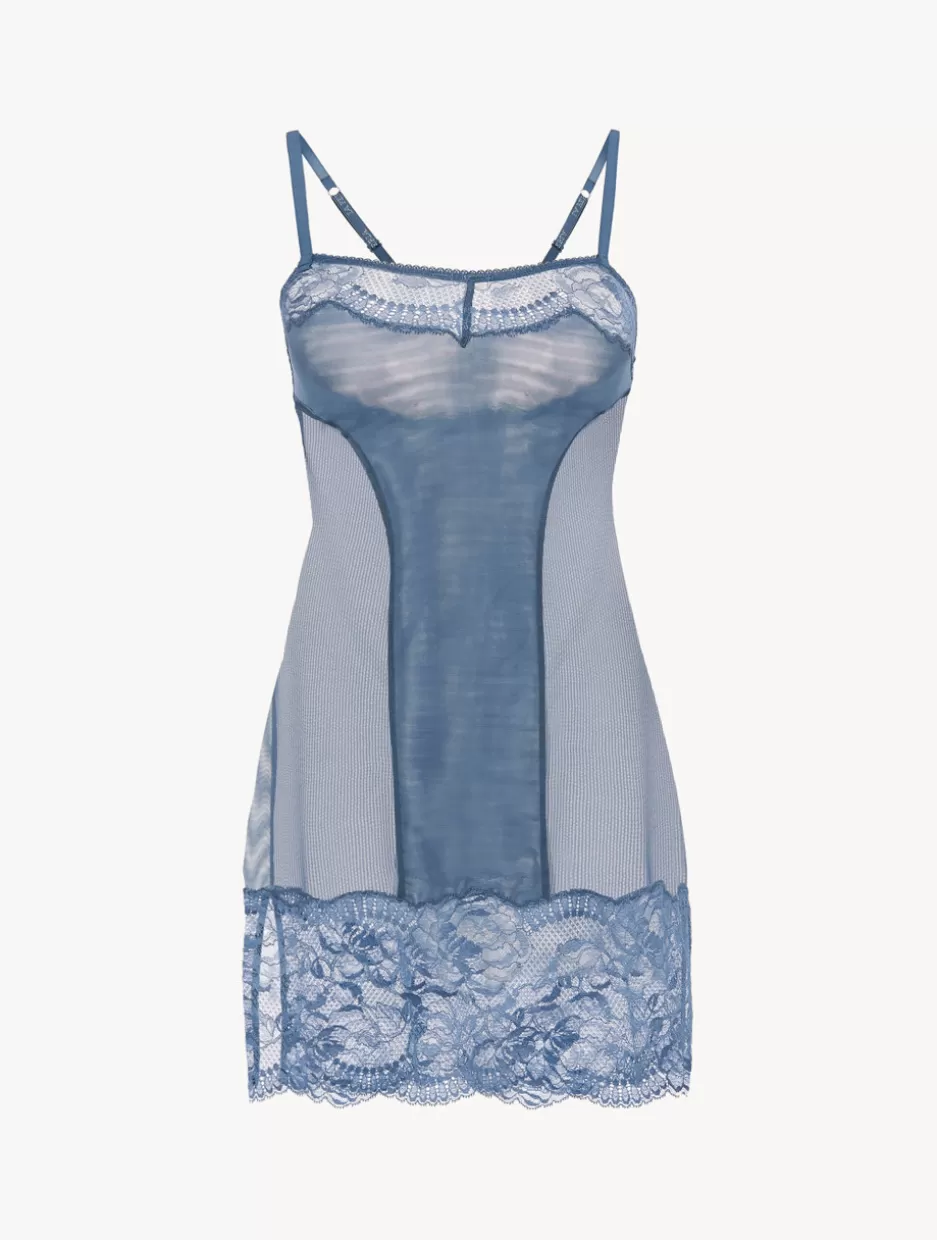 Slips & Dresses-La Perla Dark Lace Slip Blue