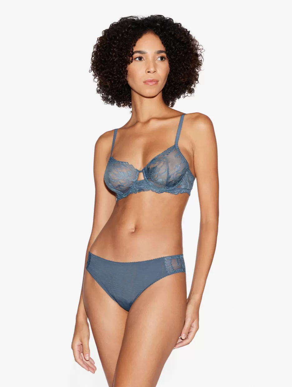 Underwired-La Perla Dark Lace Underwired Bra Blue