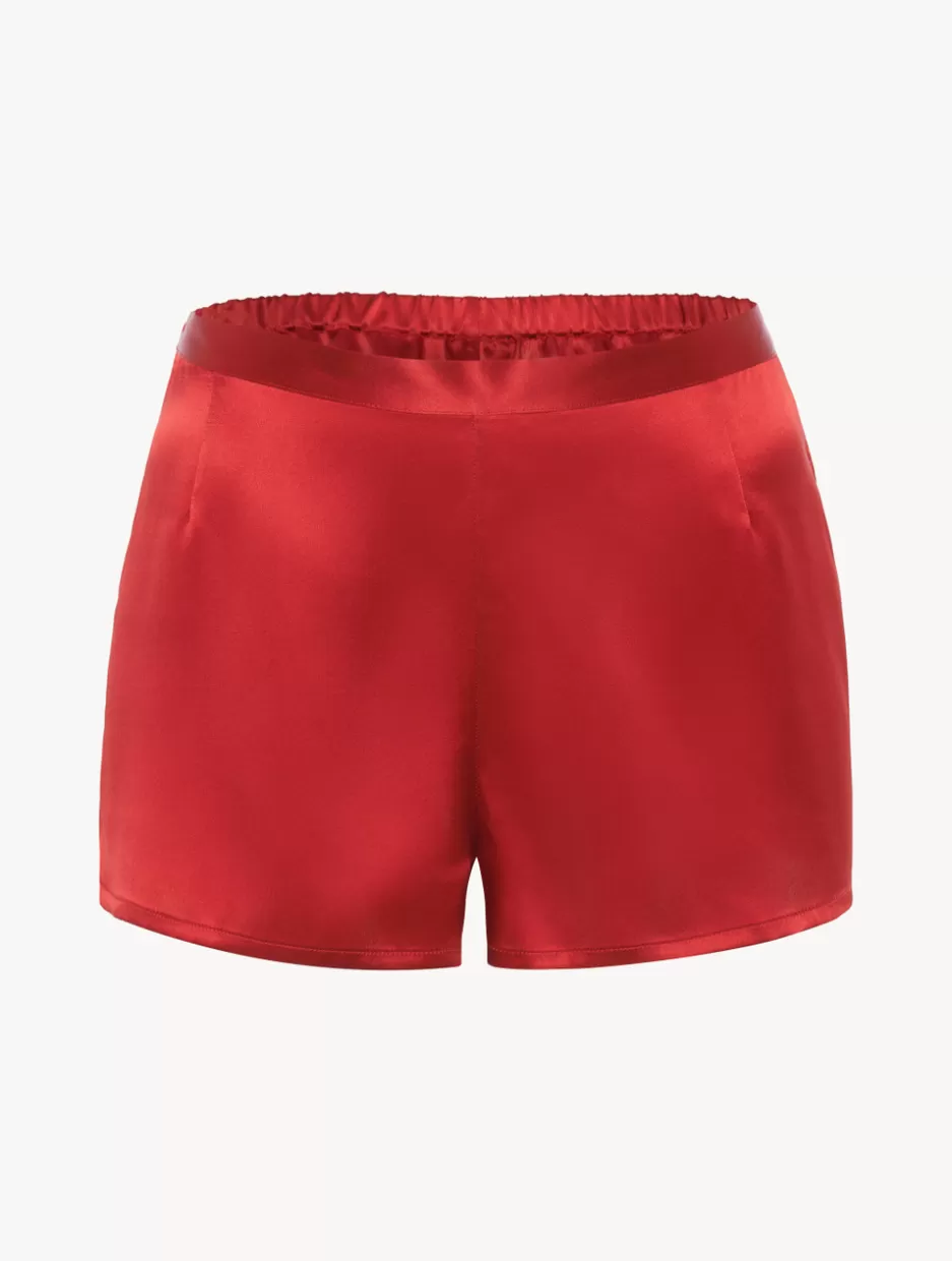 Pajamas | Sleep Shorts & Trousers-La Perla Garnet Silk Pajama Shorts Red