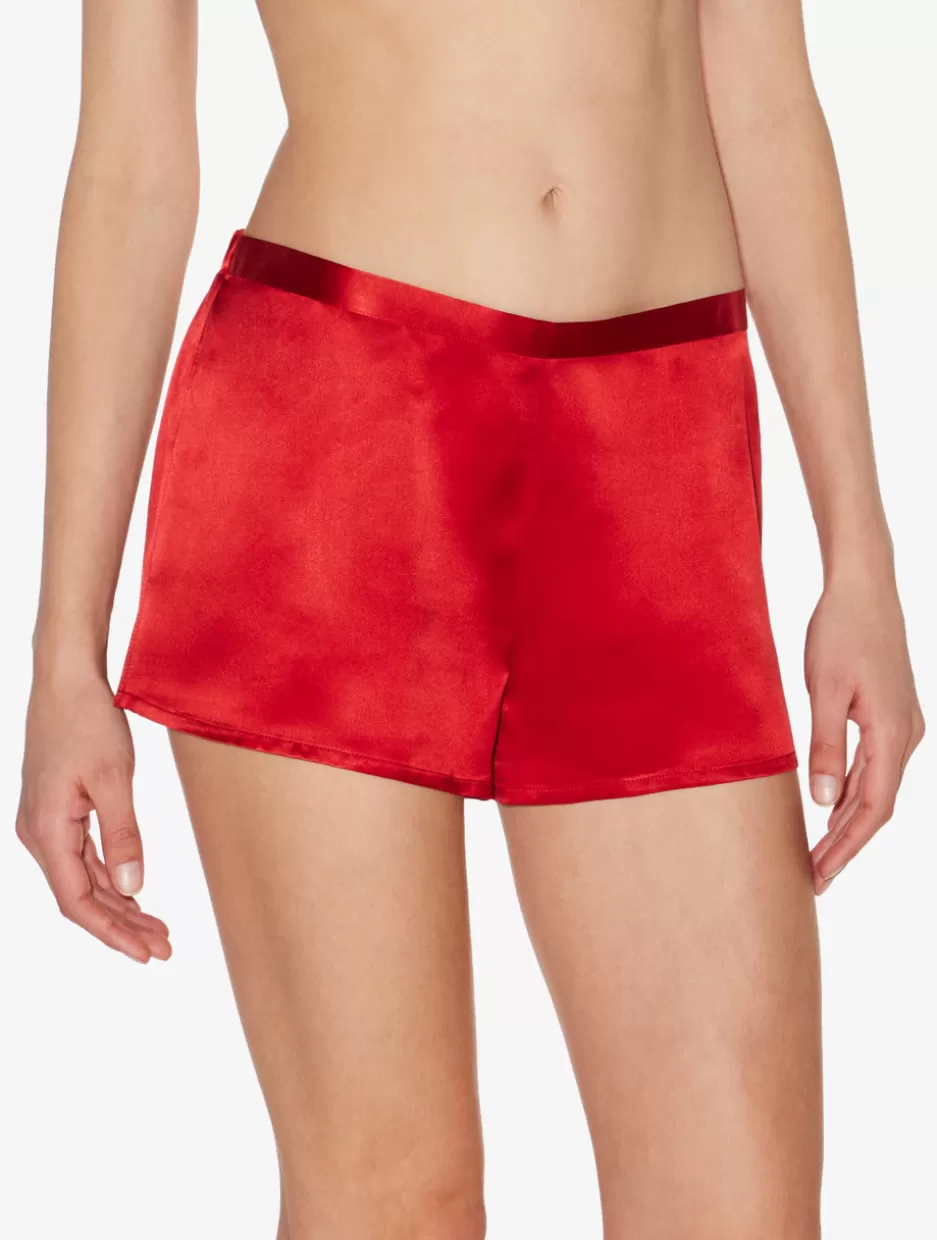 Pajamas | Sleep Shorts & Trousers-La Perla Garnet Silk Pajama Shorts Red