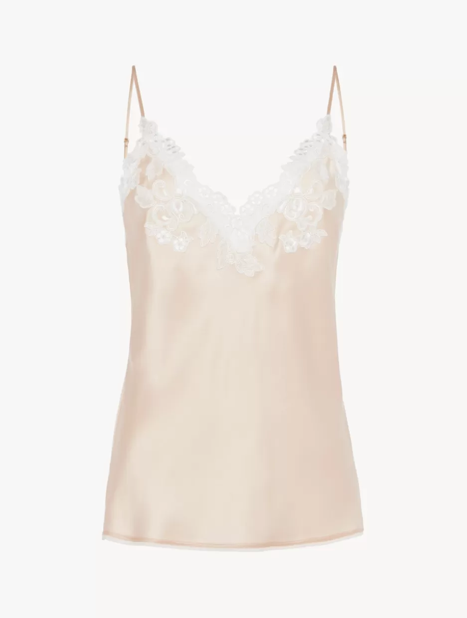 Camisoles | Silk Sleepwear-La Perla Halo Silk Satin Camisole With Frastaglio Beige