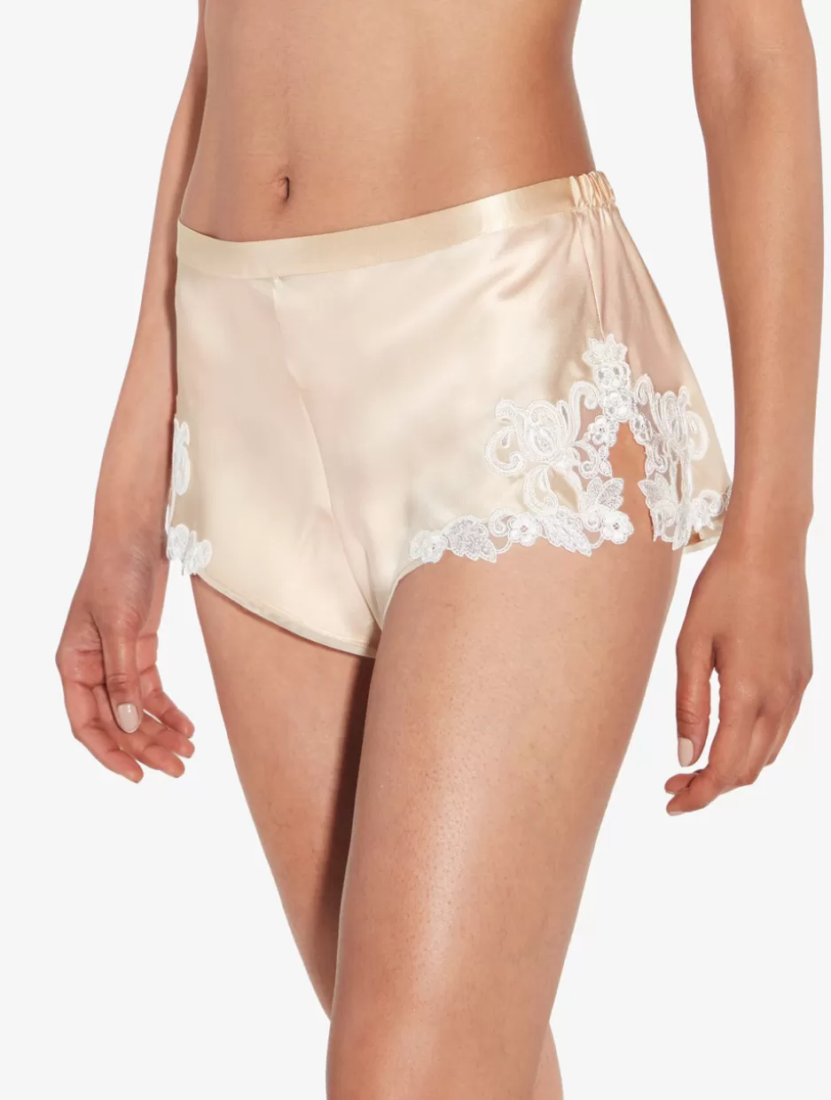 Pajamas | Sleep Shorts & Trousers-La Perla Halo Silk Sleep Shorts With Frastaglio Beige