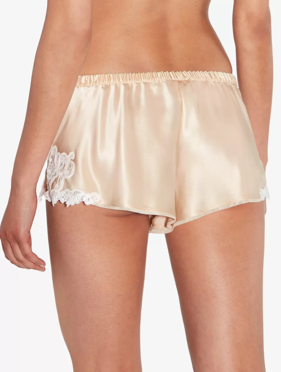 Pajamas | Sleep Shorts & Trousers-La Perla Halo Silk Sleep Shorts With Frastaglio Beige