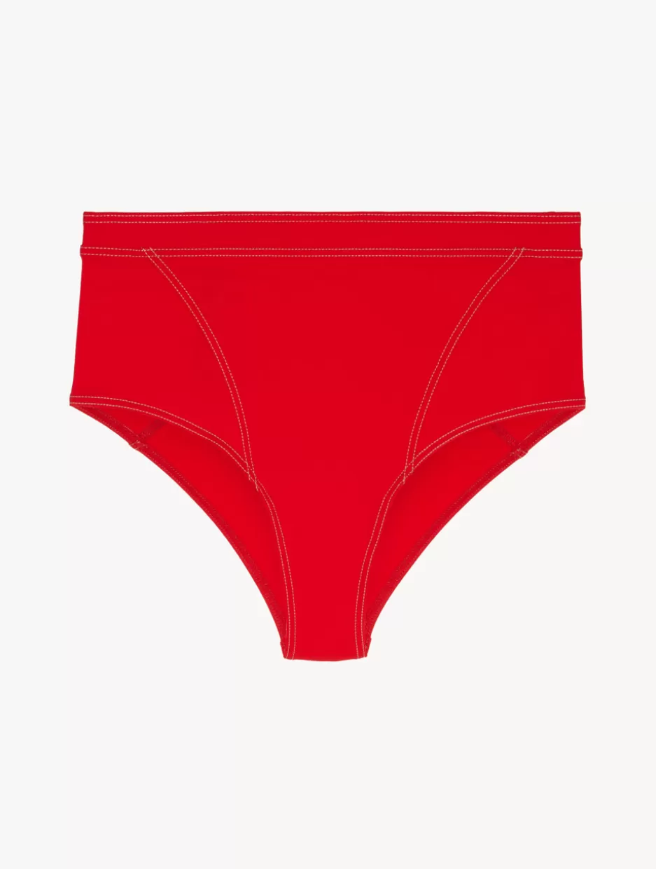 Bikinis-La Perla High Waisted Bikini Brief In Red