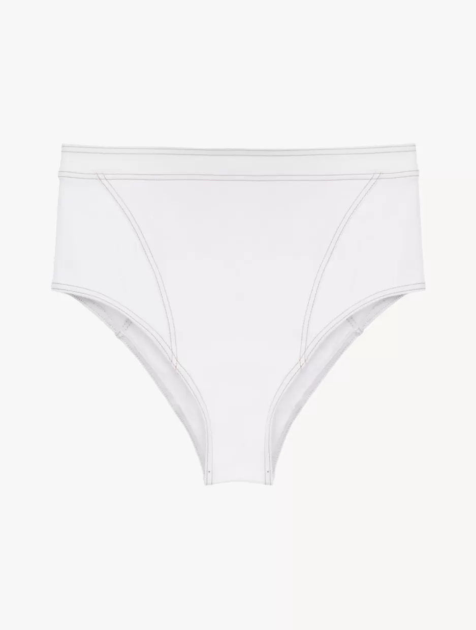 Bikinis-La Perla High Waisted Bikini Brief In White