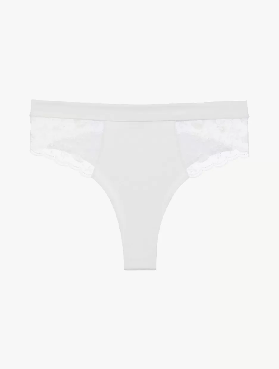 High-waist-La Perla High Waisted Briefs In Lys With Embroidered Tulle OffWhite