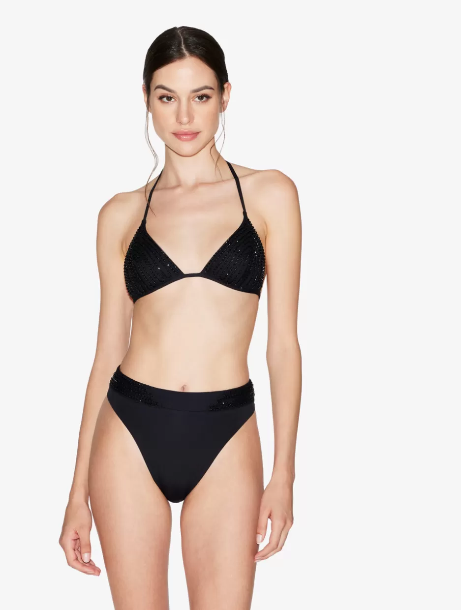 Bikinis-La Perla High-Waisted Brazilian Bikini Brief In With Beading Black