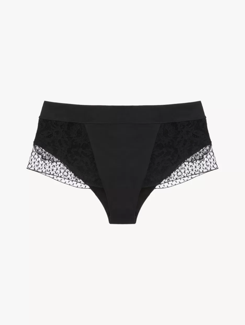 High-waist-La Perla High-Waisted Brief With Leavers Lace Black