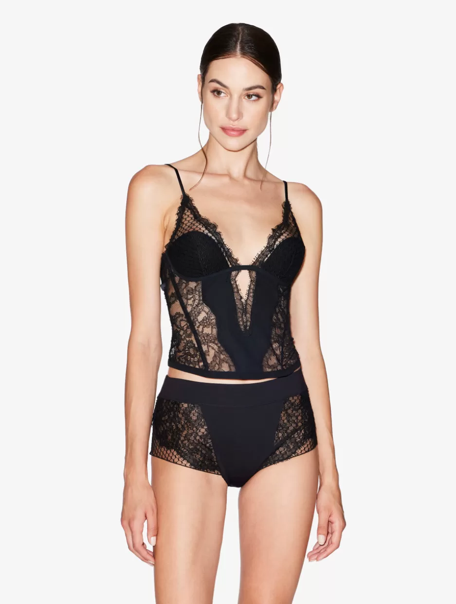 High-waist-La Perla High-Waisted Brief With Leavers Lace Black