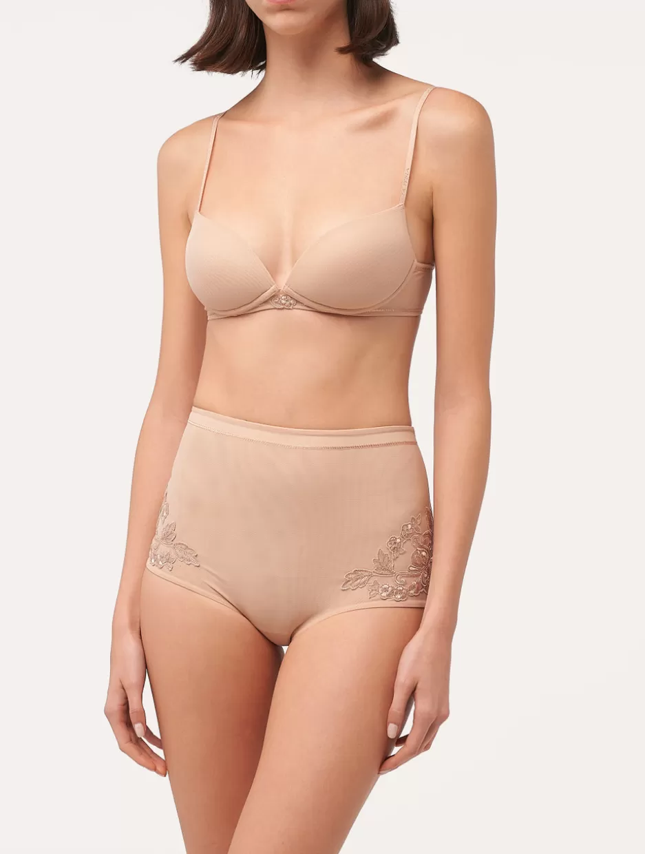 High-waist | Shapewear-La Perla High-waisted Briefs In Sand Stretch Tulle Nude