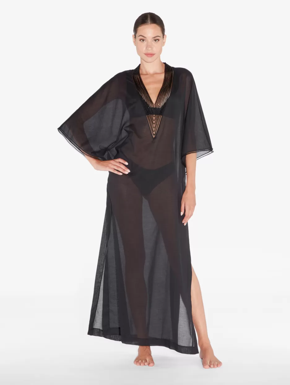 Beach Coverups-La Perla Kaftan In With Beading Black