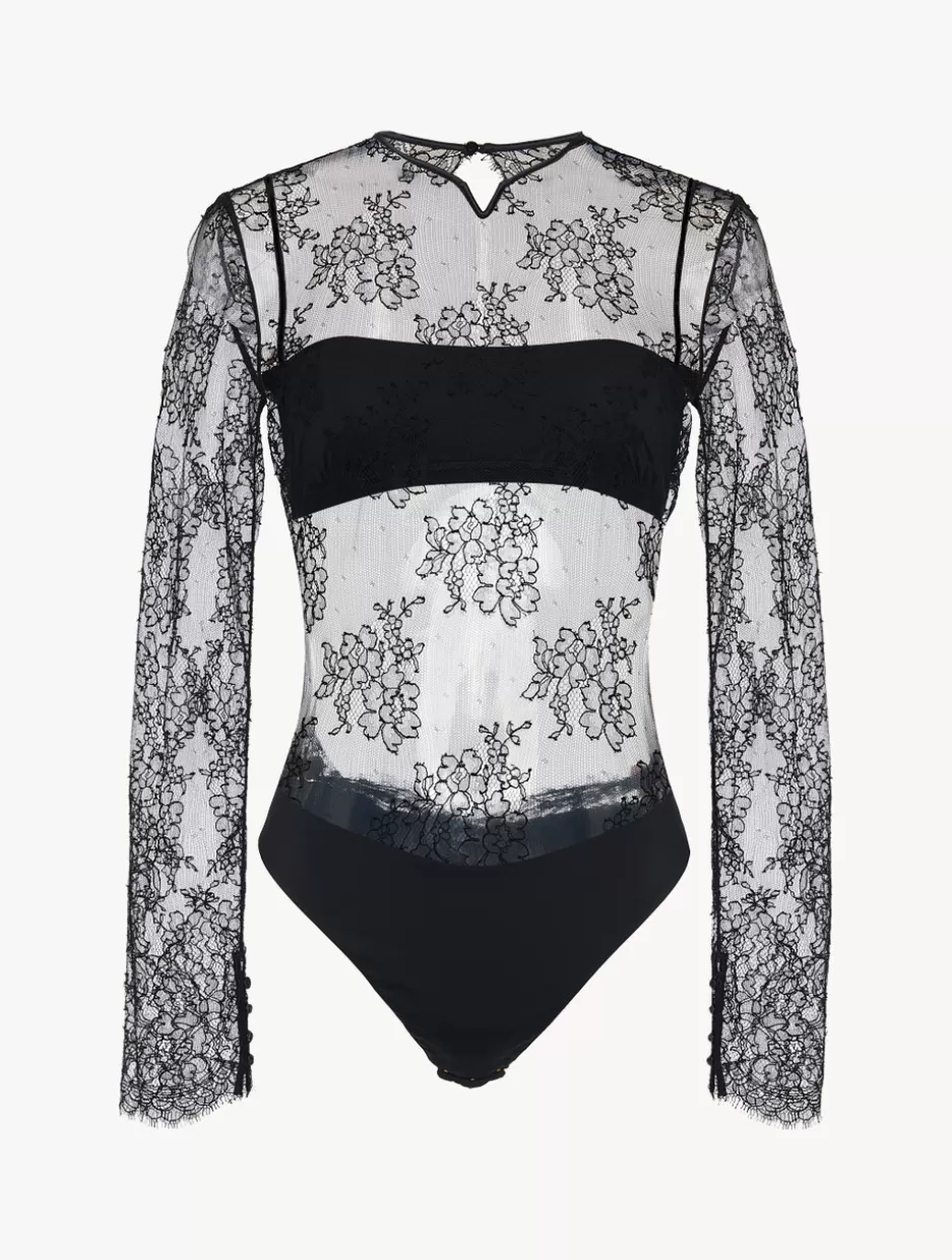 Bodysuits & Bustiers-La Perla Lace Bodysuit In Black