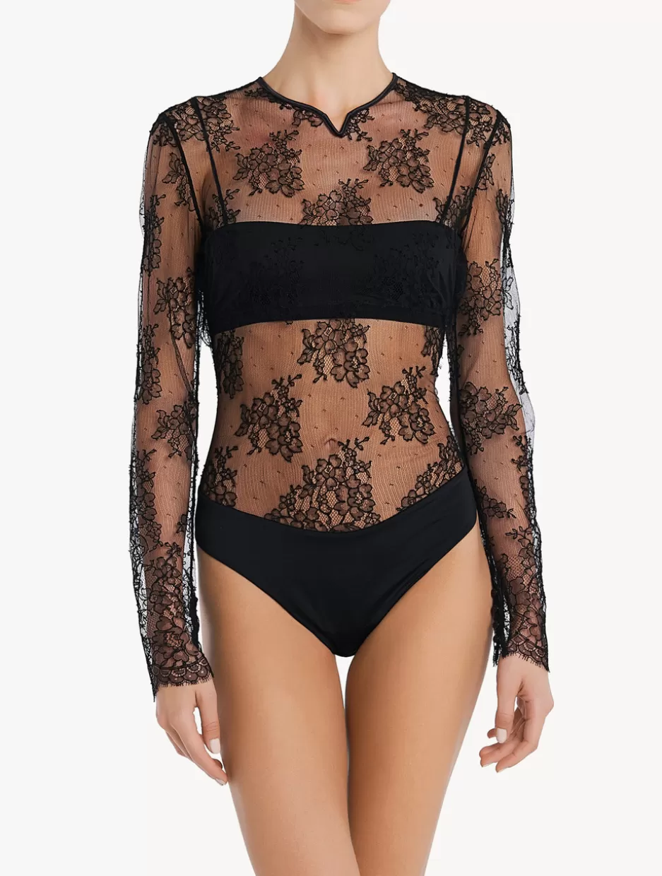 Bodysuits & Bustiers-La Perla Lace Bodysuit In Black