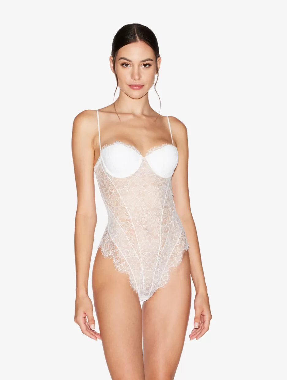 Bodysuits & Bustiers-La Perla Lace Bodysuit In Natural White