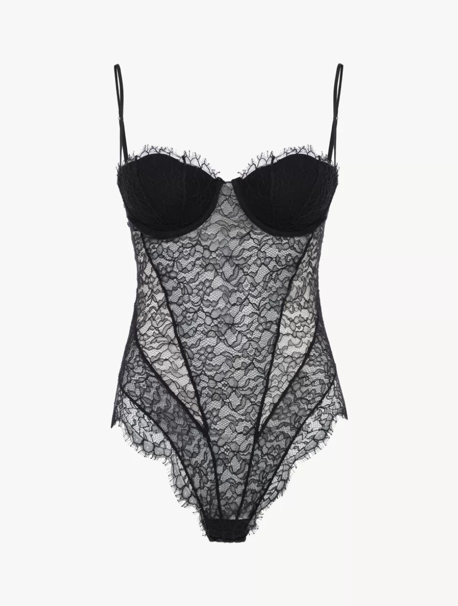 Bodysuits & Bustiers-La Perla Lace Bodysuit In Onyx Black