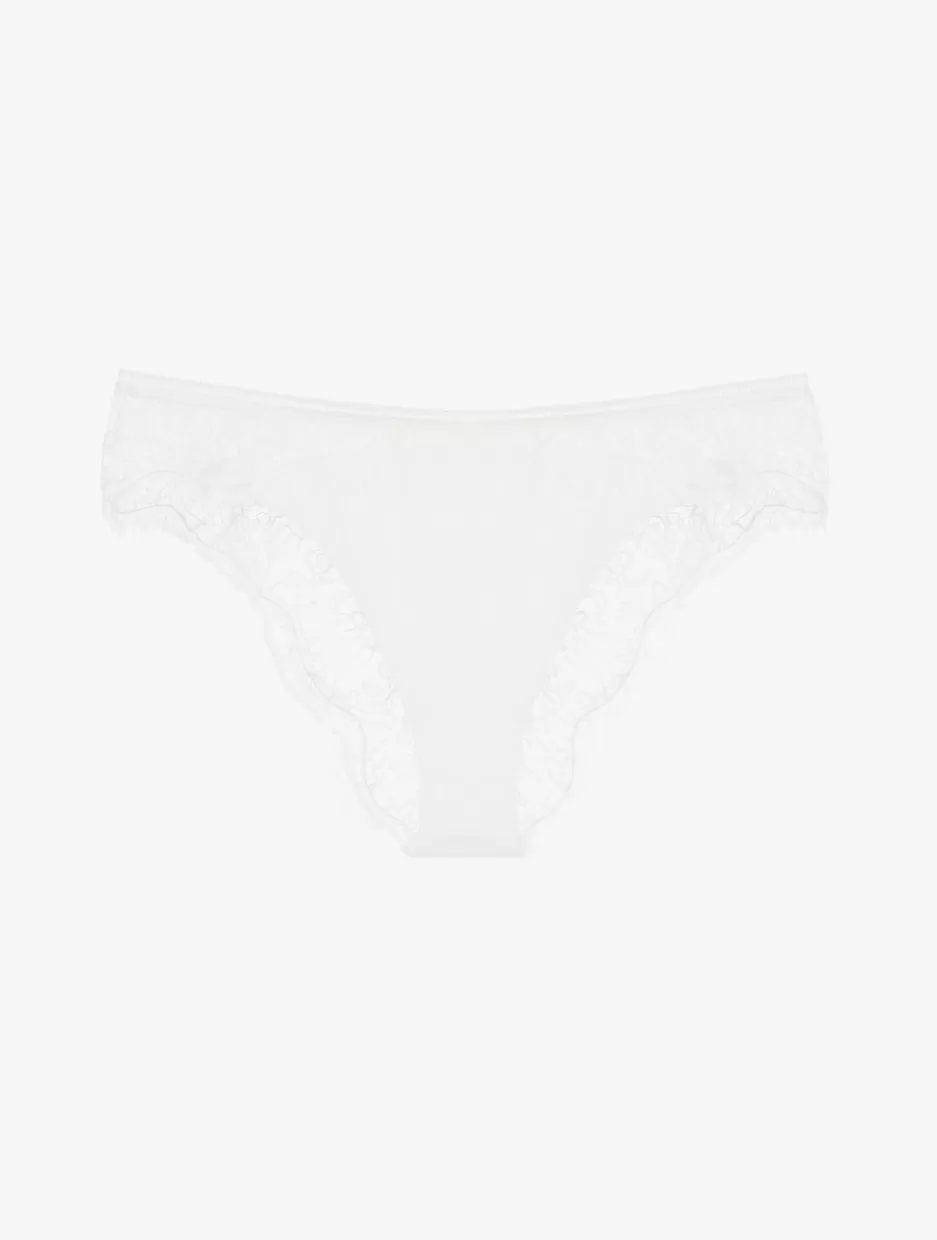 Brazilian-La Perla Lace Brazilian Briefs In Natural White