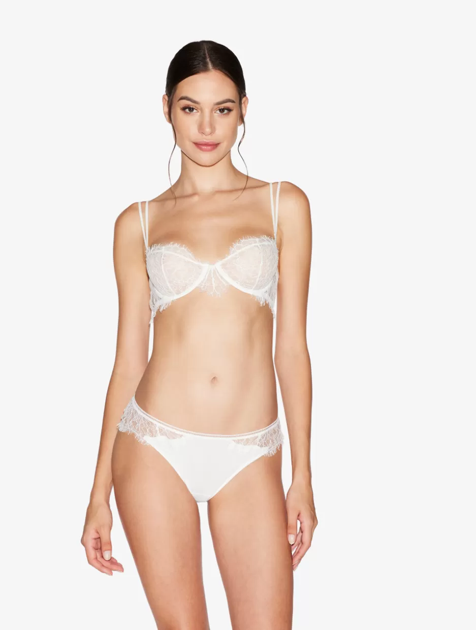 Brazilian-La Perla Lace Brazilian Briefs In Natural White