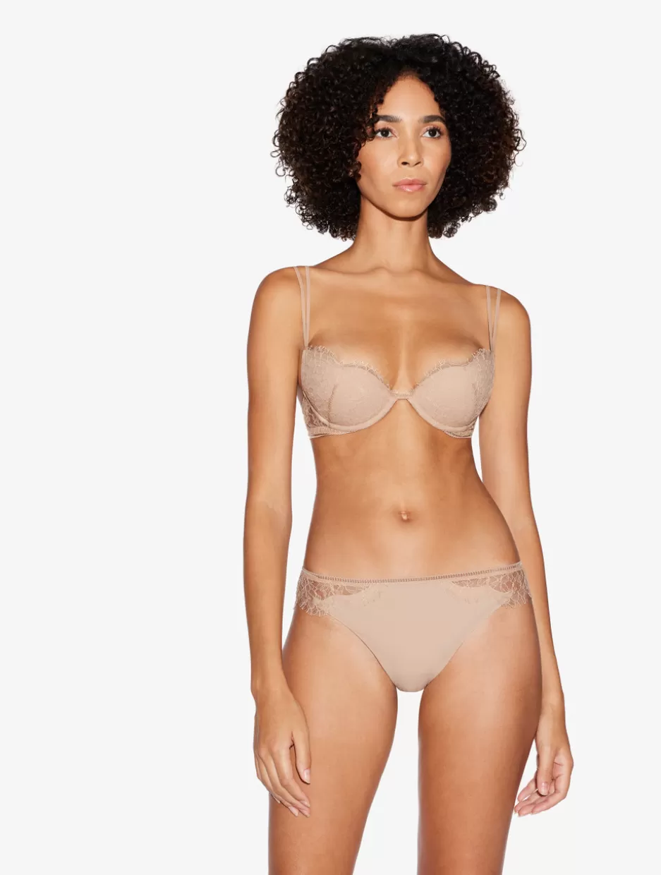 Brazilian-La Perla Lace Brazilian Briefs In Oak Blush Neutral