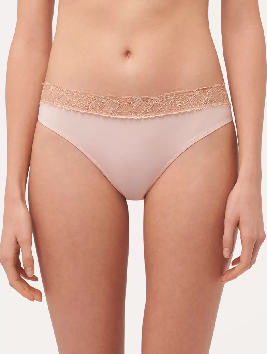 Mid-rise-La Perla Lace Medium Brief In Powder Pink And Sand Powderpink