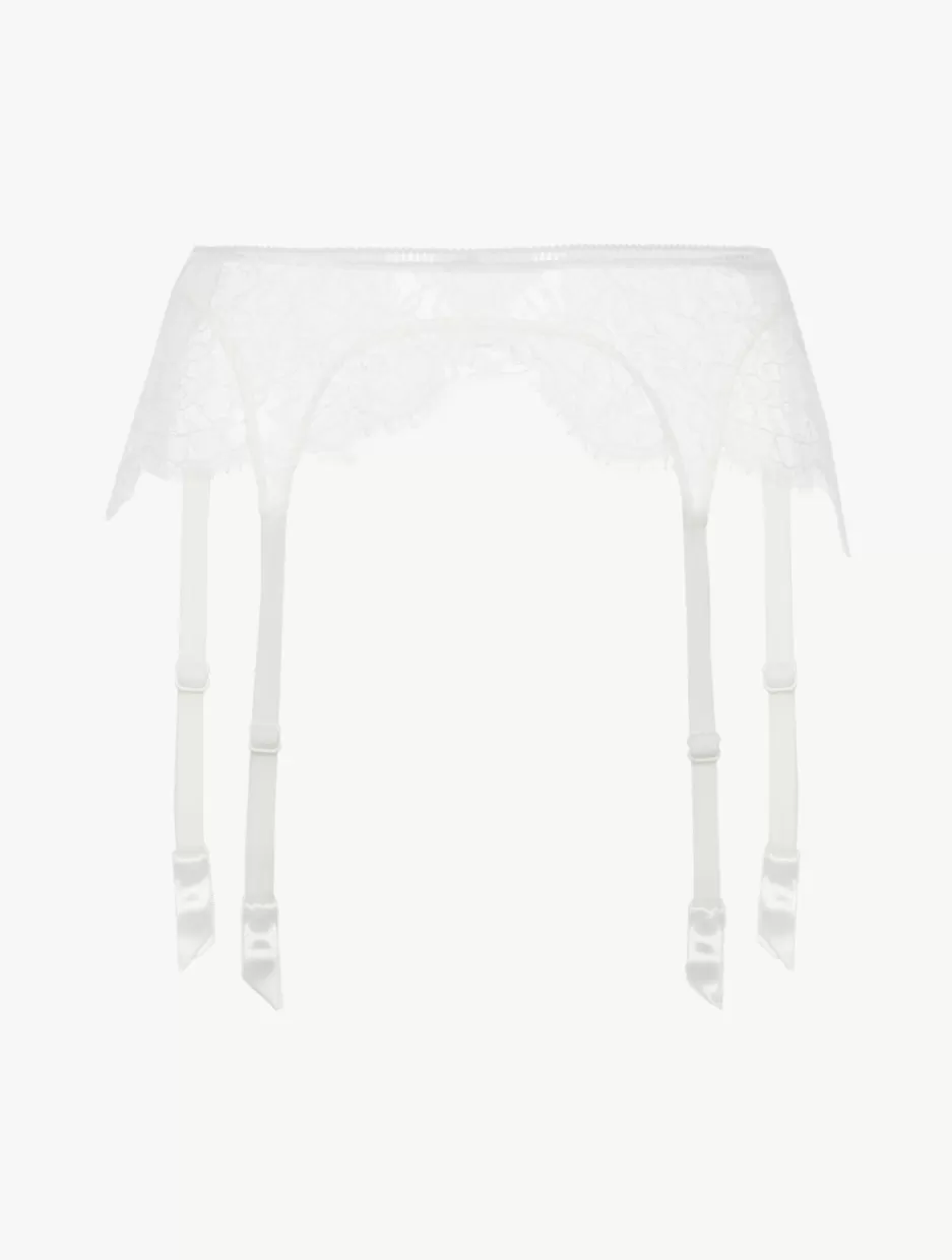 Garter Belts-La Perla Lace Suspender Belt In Natural White