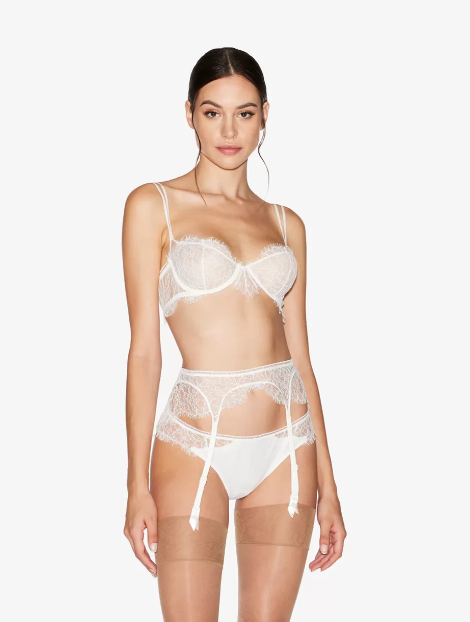 Garter Belts-La Perla Lace Suspender Belt In Natural White