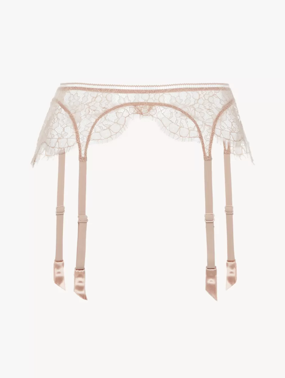 Garter Belts-La Perla Lace Suspender Belt In Oak Blush Neutral