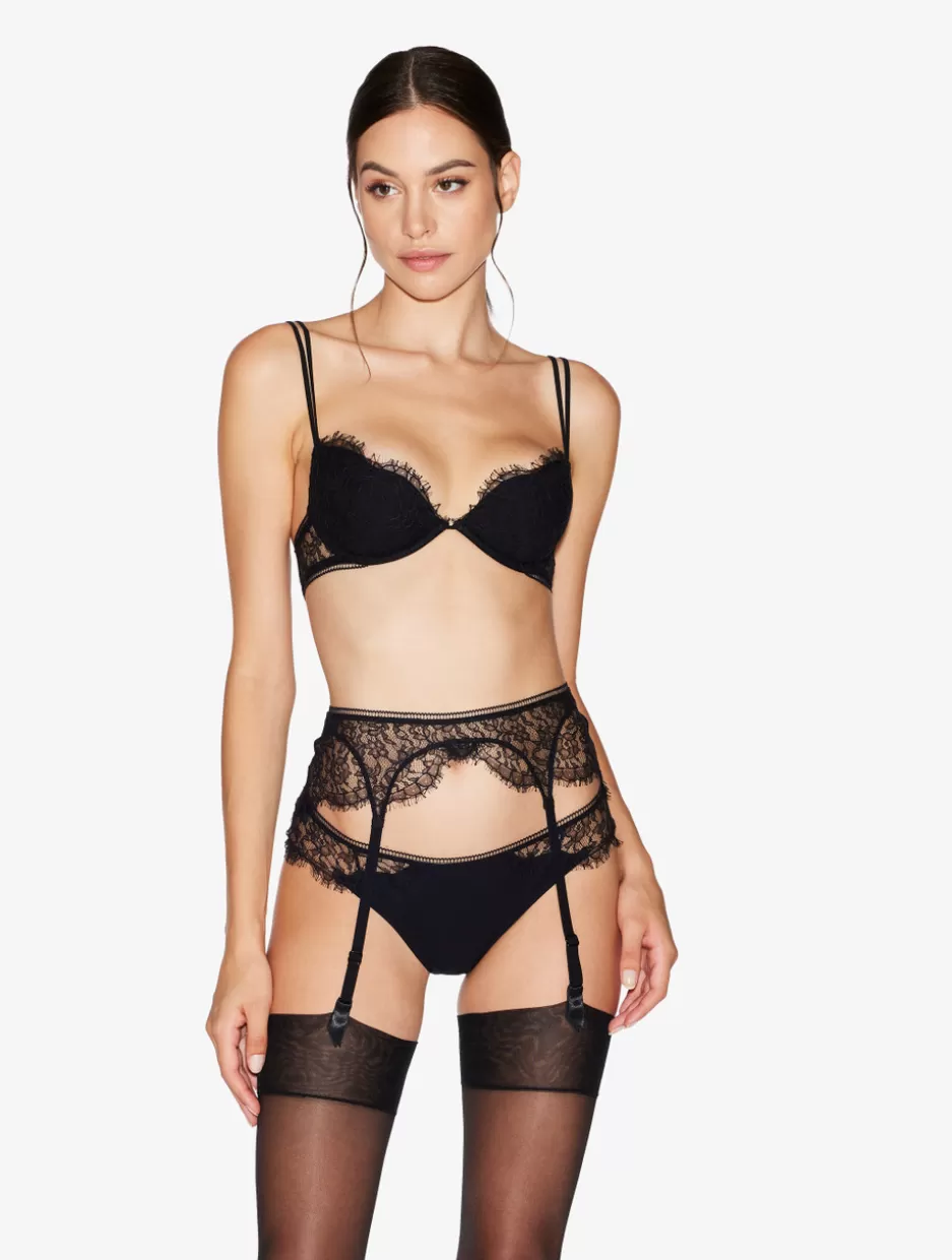 Garter Belts-La Perla Lace Suspender Belt In Onyx Black