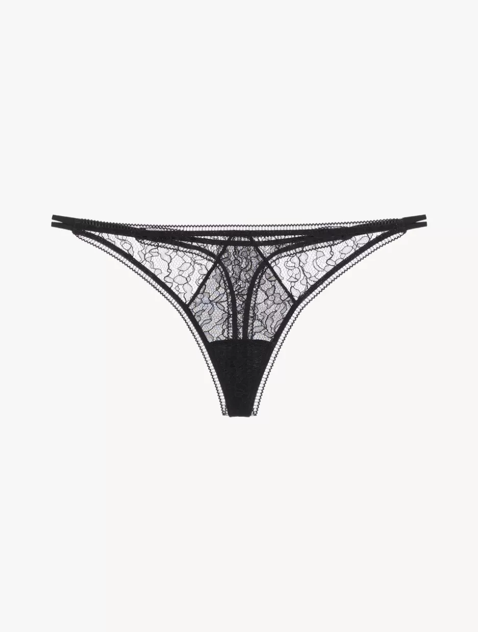 G string & Thong-La Perla Lace Thong In Onyx Black