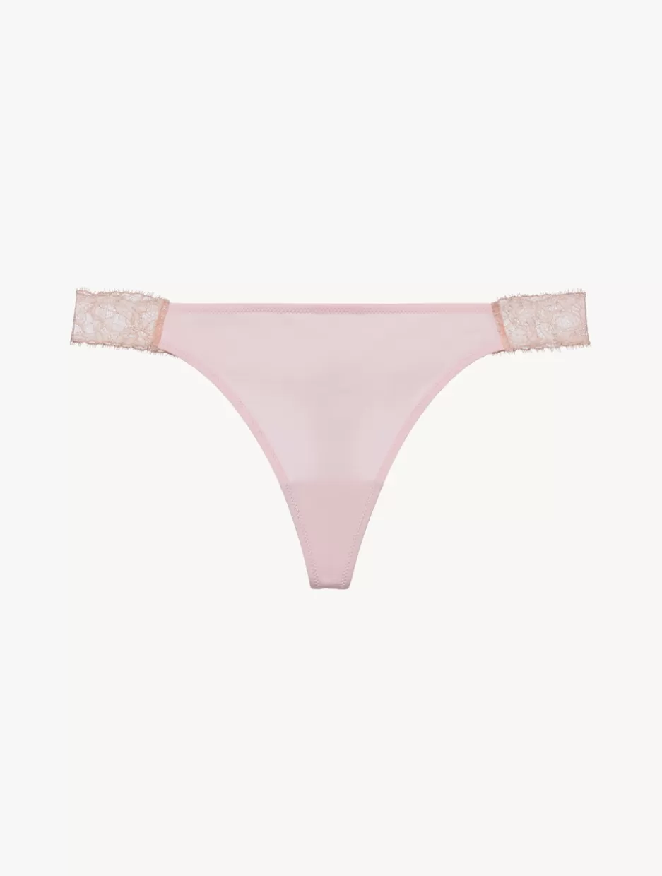 G string & Thong-La Perla Lace Thong In Powder Pink And Sand Powderpink