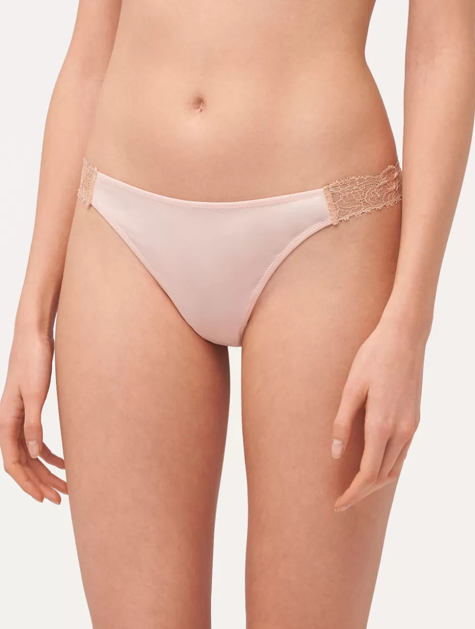 G string & Thong-La Perla Lace Thong In Powder Pink And Sand Powderpink