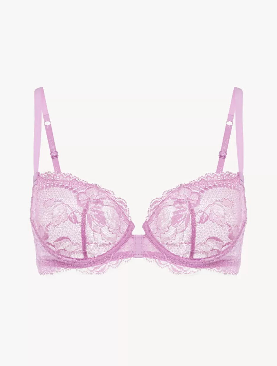 Balconette-La Perla Lilac Rose Lace Balconette Bra Purple