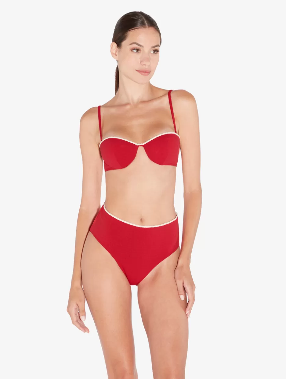 Bikinis-La Perla Monogram Bandeau Bikini Top In Red