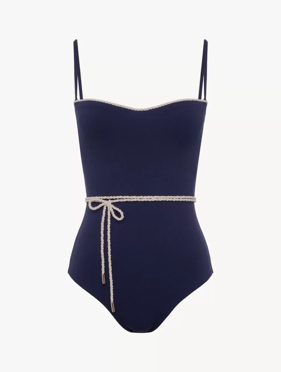 One-Piece Bathing Suits-La Perla Monogram Underwired Swimsuit In Navy Blue