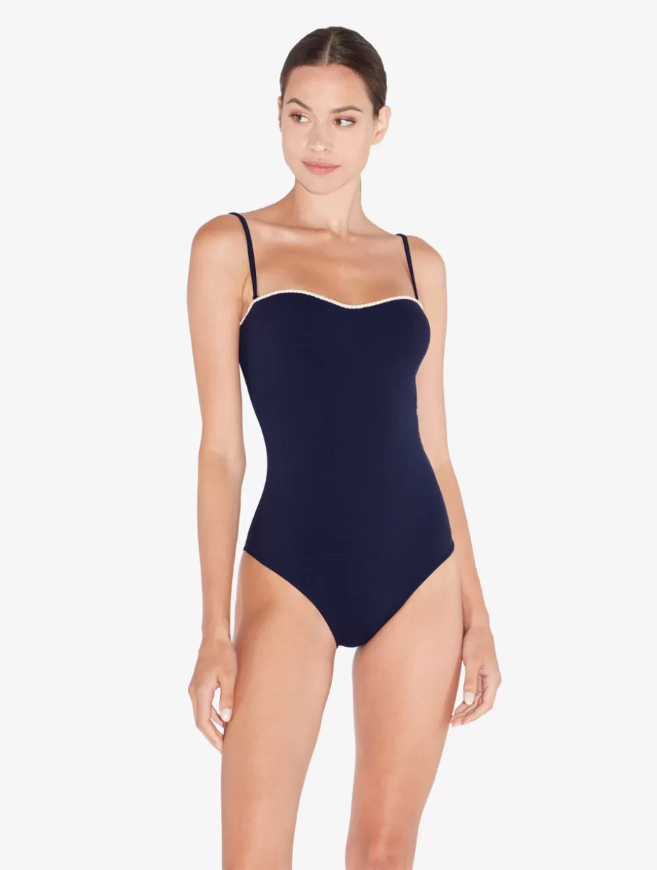 One-Piece Bathing Suits-La Perla Monogram Underwired Swimsuit In Navy Blue