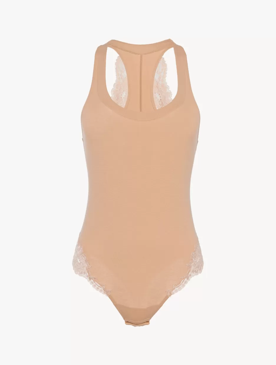 Bodysuits & Bustiers-La Perla Cotton Bodysuit Nude