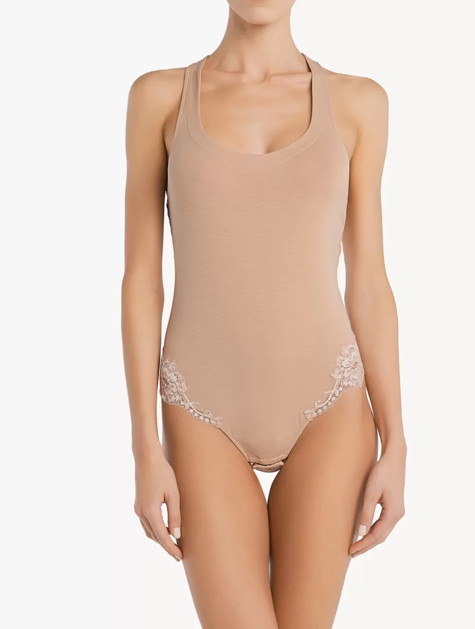 Bodysuits & Bustiers-La Perla Cotton Bodysuit Nude