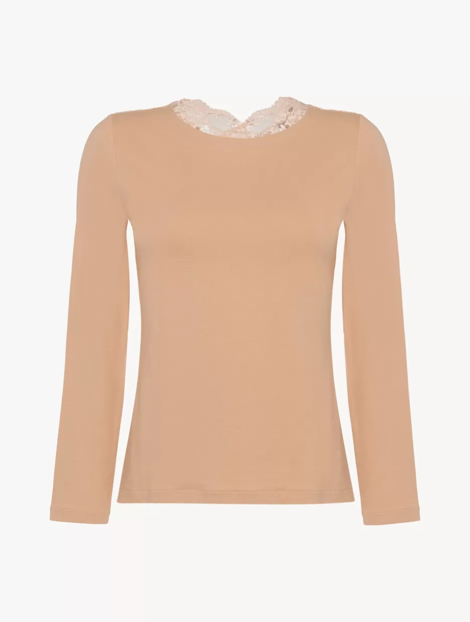 Camisoles | Pajamas-La Perla Cotton Long-sleeved Top Nude