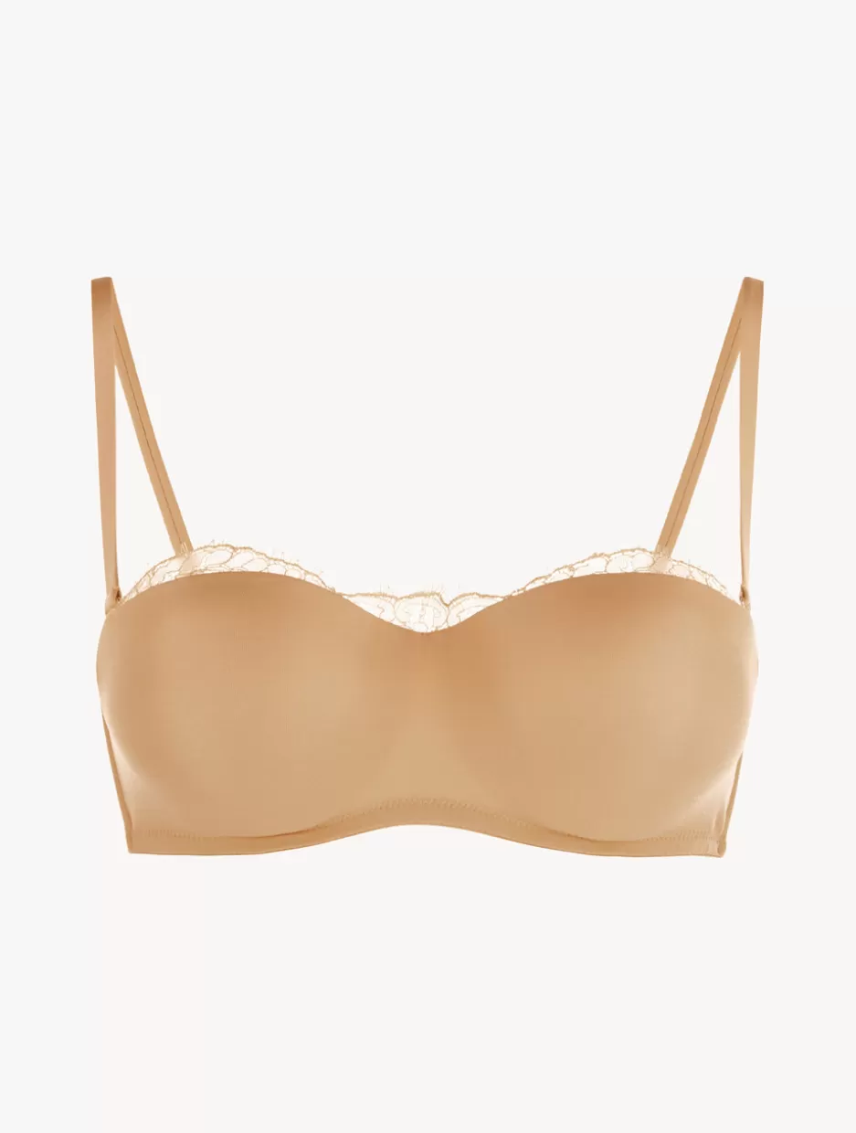 Bandeau | Padded-La Perla Lycra Strapless Bandeau Bra With Chantilly Lace Nude