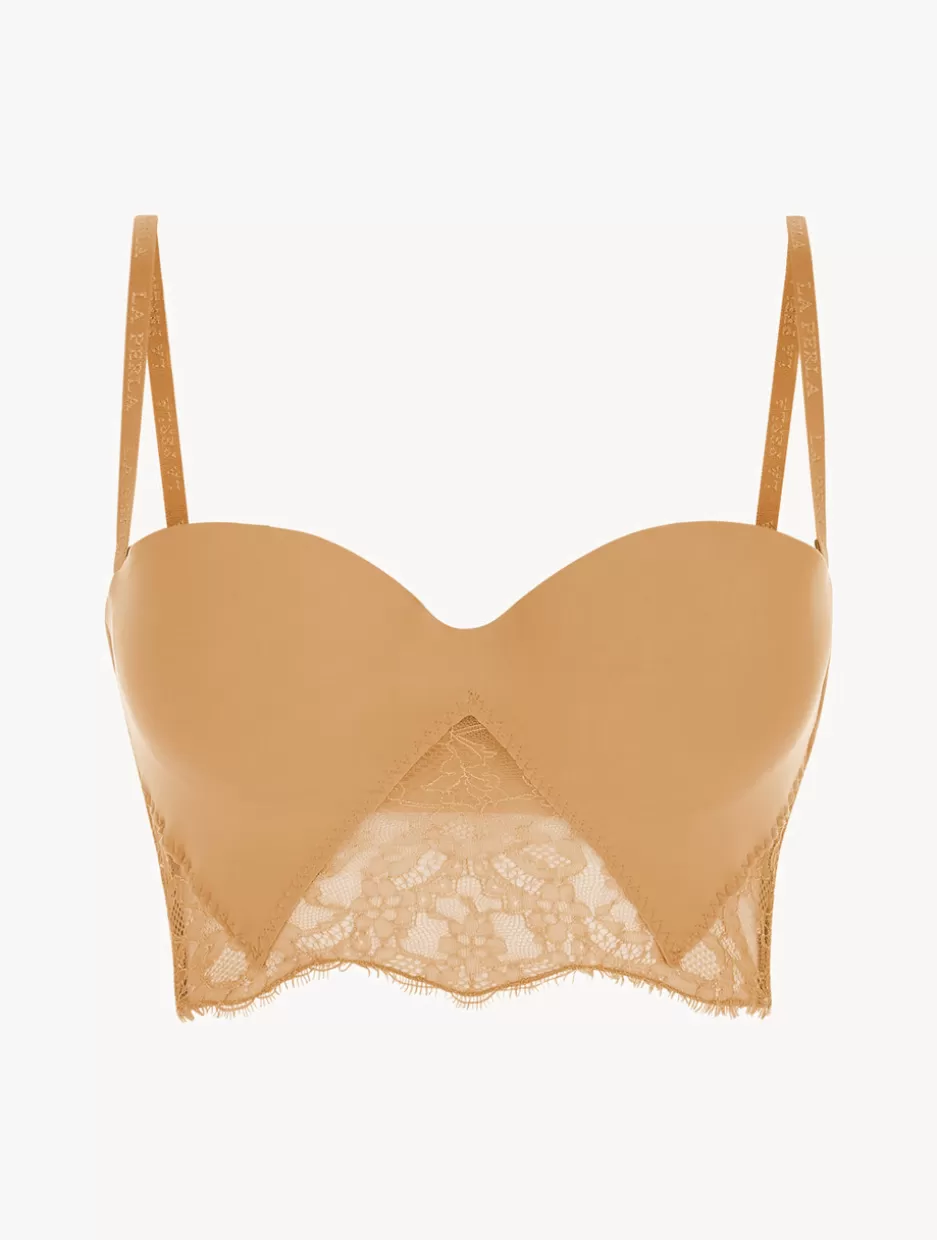 Padded | Strapless & Multiway-La Perla Lycra Strapless Brassiere With Chantilly Lace Nude