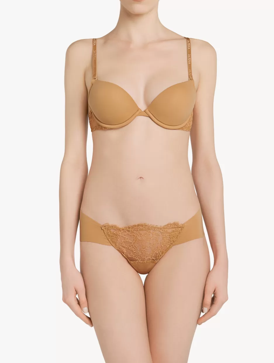 G string & Thong | Shapewear-La Perla Lycra Thong With Chantilly Lace Nude